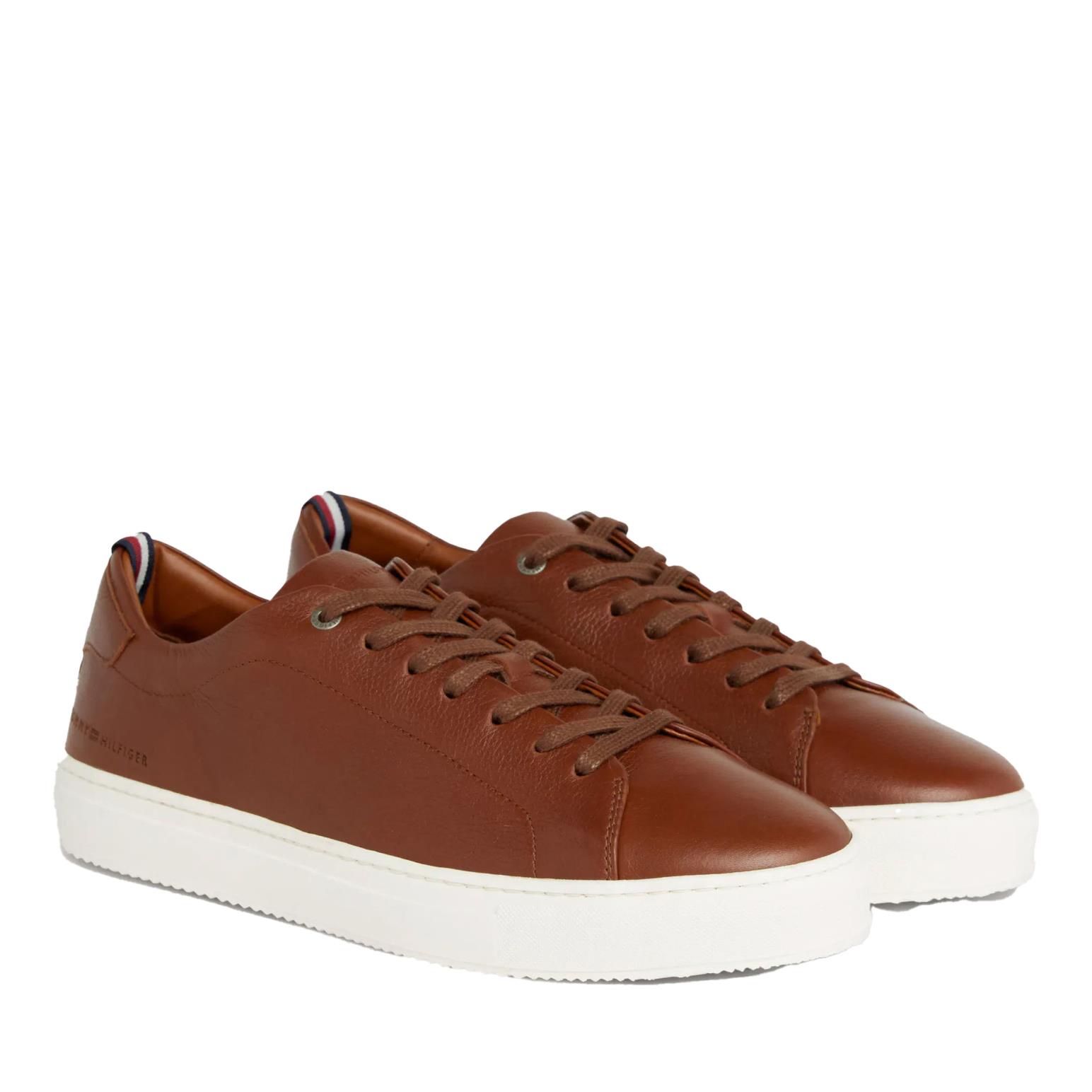 Tommy Hilfiger Premium Pepple Grain Leather Cupsole Trainers